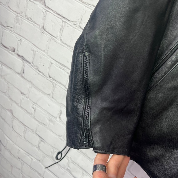 🏍️ |•HOT LEATHERS•| Genuine Leather Black Zip Out Insulate Jacket Size XXXXL - Picture 4 of 15